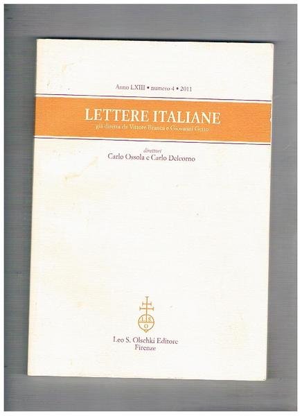 Lettere italiane anno 63° n° 4 2011. Petrarca al vaglio …