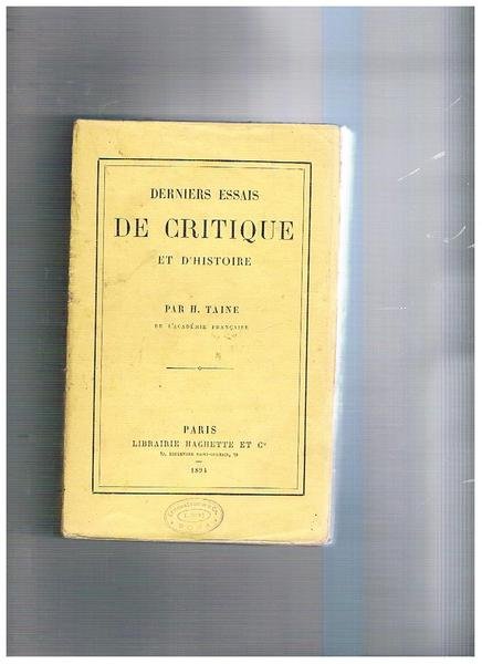 Dernier essais de critique et histoire.
