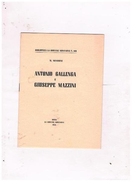 Antonio Gallenga e Giuseppe Mazzini. Estratto.