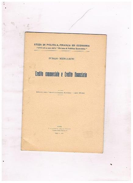 Credito commerciale e credito finanziario. Estratto.