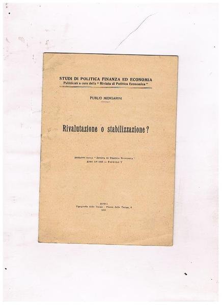 Rivalutazione o stabilizzazione? Estratto.