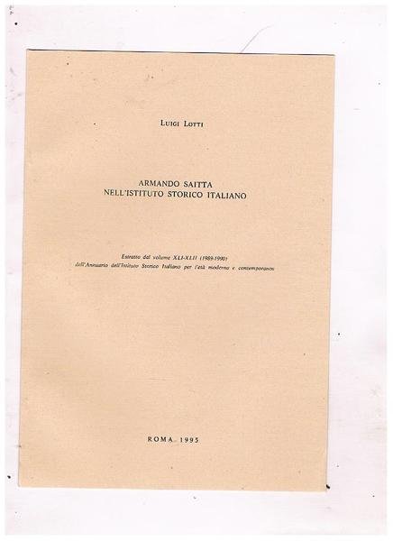 Armando Saitta nell'Istituto Storico Italiano. Estratto.