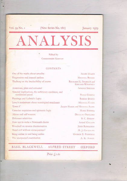 Analisys vol. 39° n° 1 January 1979. Pragmatism and internal …