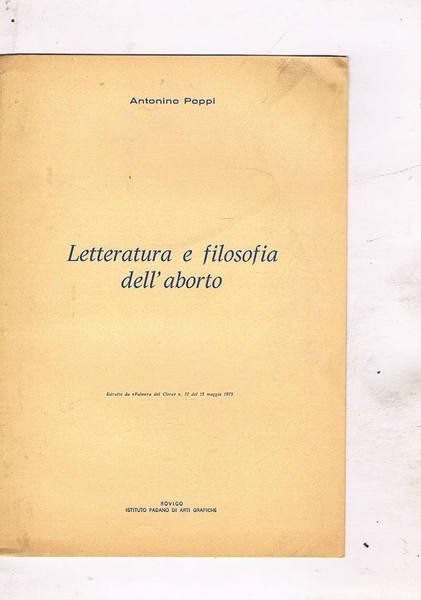 Letteratura e filosofia dell'aborto. Estratto.