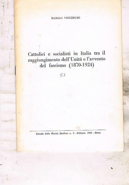 Cattolici e socialisti in Italia tra il raggiungimento dell'Unità e …
