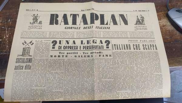 Rataplan giornale degli italiani. Settimanale. Disponiamo dei seguenti numeri 1 …