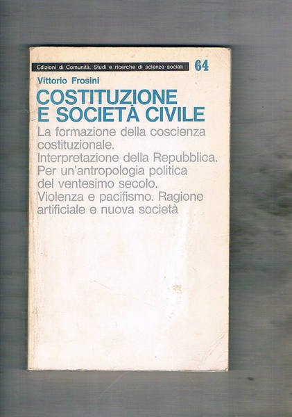 Costituzione e società civile. La formazione della coscienza costituzionale.