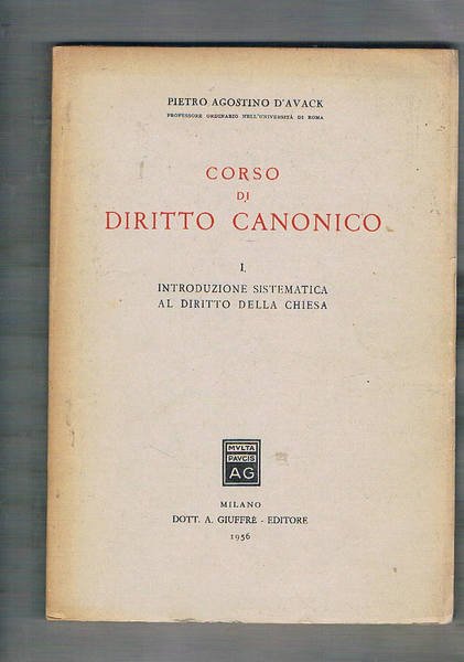 Corso di diritto canonico. I° introduzione sistematica al diritto della …