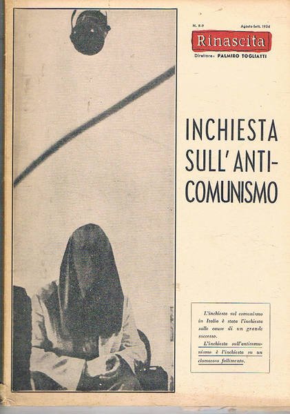 Rinascita. N° 8-9 (agosto-settembre) 1954. Inchiesta sull'anticomunismo. | Immagine principale