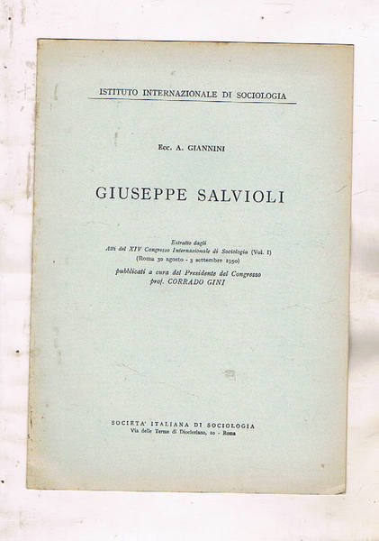 Giuseppe Salvioli. Estratto.