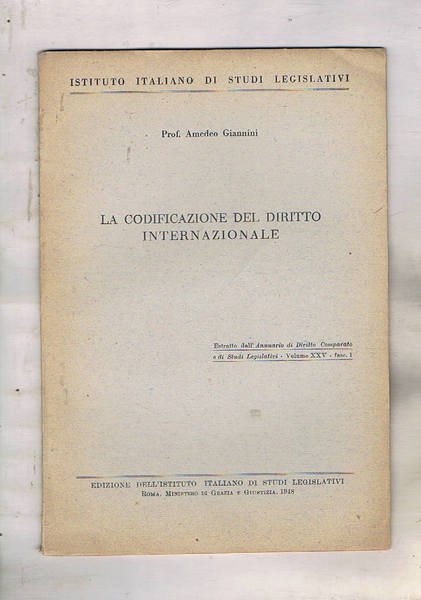 La codificazione del diritto internazionale. Estratto.