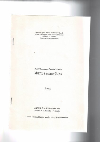 Martiri e santi in cena. Estratto dal convegno di Anagni … | Immagine principale