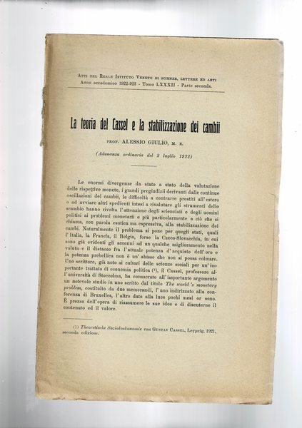 La teoria del Cassel e la stabilizzazione dei cambi. Estratto …