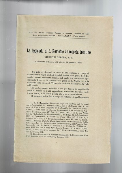 La leggenda di S. Romedio anacoreta teatino. Estratto dagli Atti …