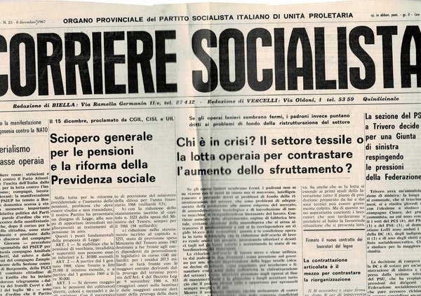 Corriere socialista. Quindicinale. Organo provinciale del Partito Socialista Italiano di …