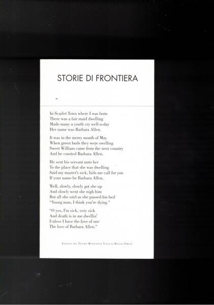 Storie di frontiera. Rappresentazione al teatro Cavallerizza apr. 2002. Parte …