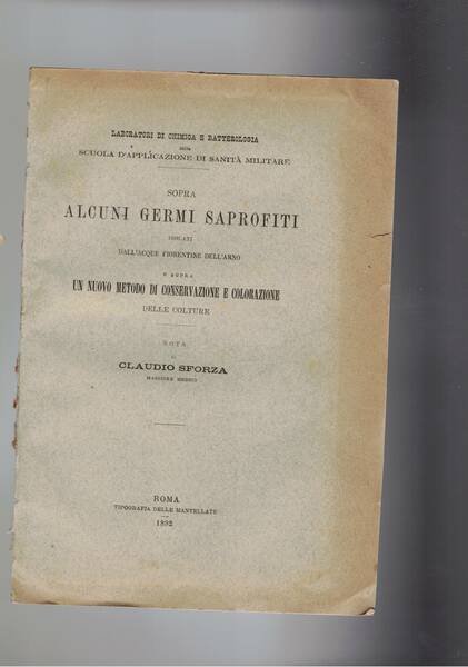 Sopra alcuni germi saprofiti isolati dall'acque fiorentine dell'Arno. Un nuovo …