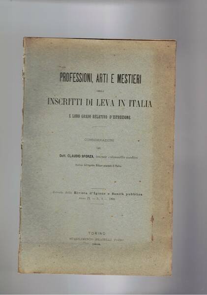 Professionisti, arti e mestieri degli iscritti di leva in Italia …