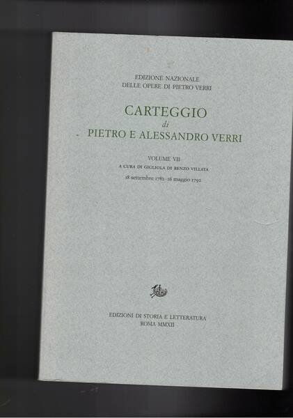 Carteggio di Pietro e Alessandro Verri, vol. VII.