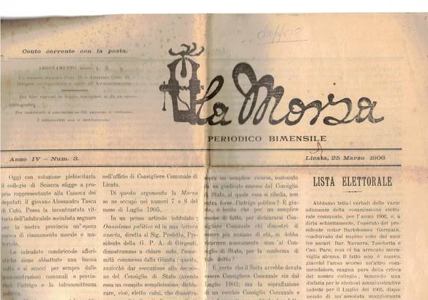 La Morsa, periodico bimestrale di Licata , n° del 25 …