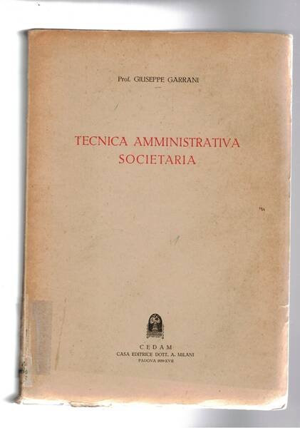 Tecnica amministrativa societaria. | Immagine principale