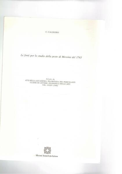 Le fonti per lo studio della peste di Messina del …