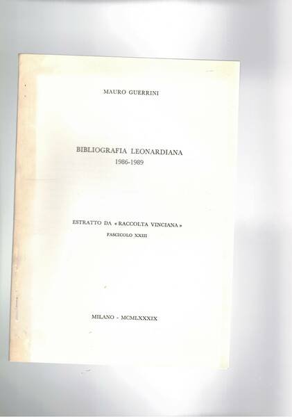 Bibliografia leonardiana 1986-1989. Estratto.