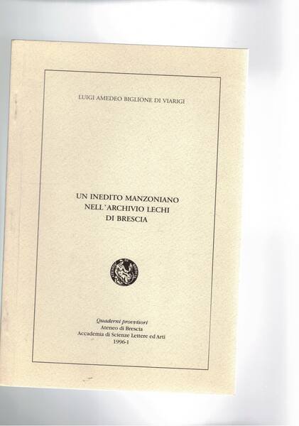 Un inedito manzoniano nell'archivio Lechi di Brescia. Supplemento ai commentari …