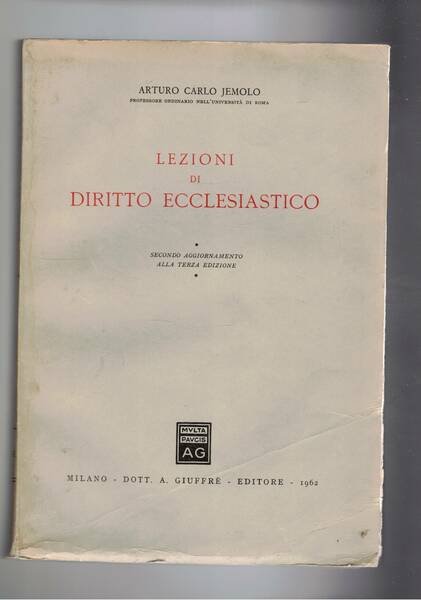 Lezioni di diritto ecclesiastico. Secondo agg. alla terza ediz.