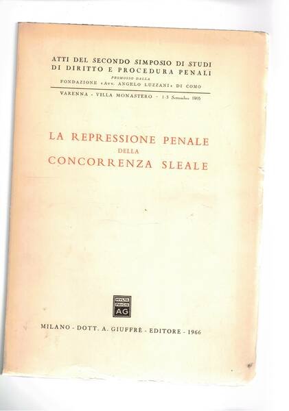La repressione penale della concorrenza sleale. Atti del secondo simposio …