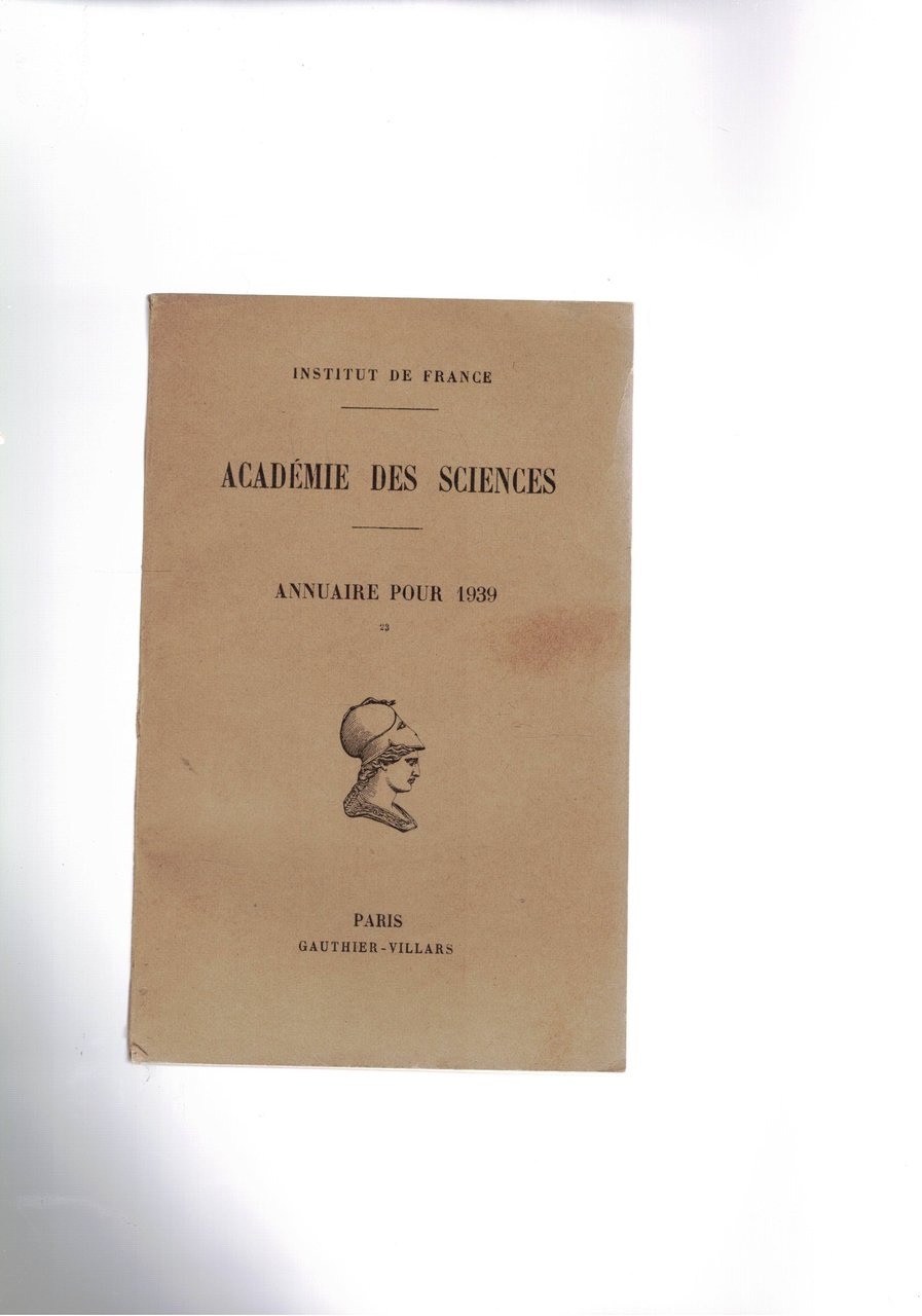 Academie des Sciences. Annuaire pour 1939.