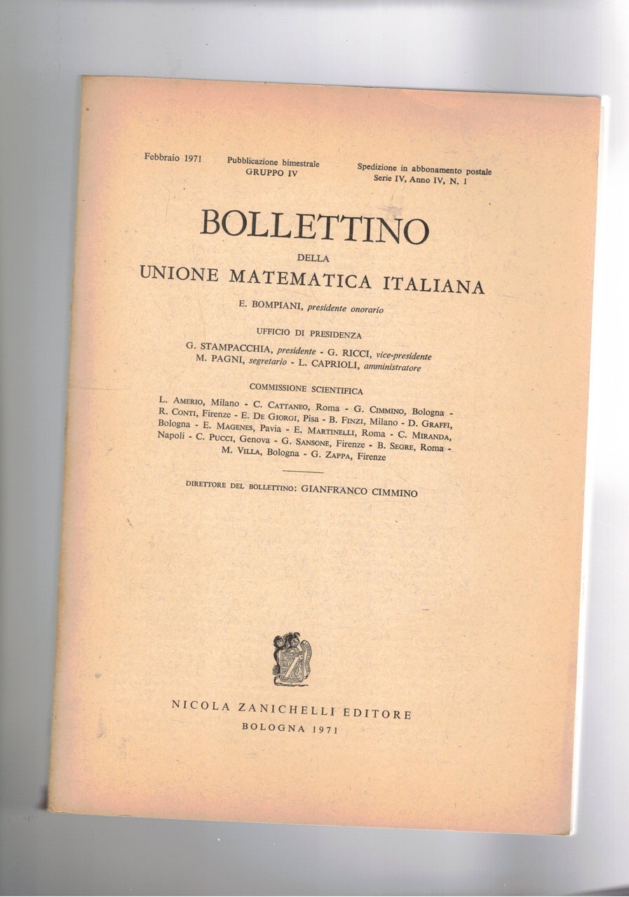 Bollettino della unione matematica italiana. bimestrale. annata completa in sei …