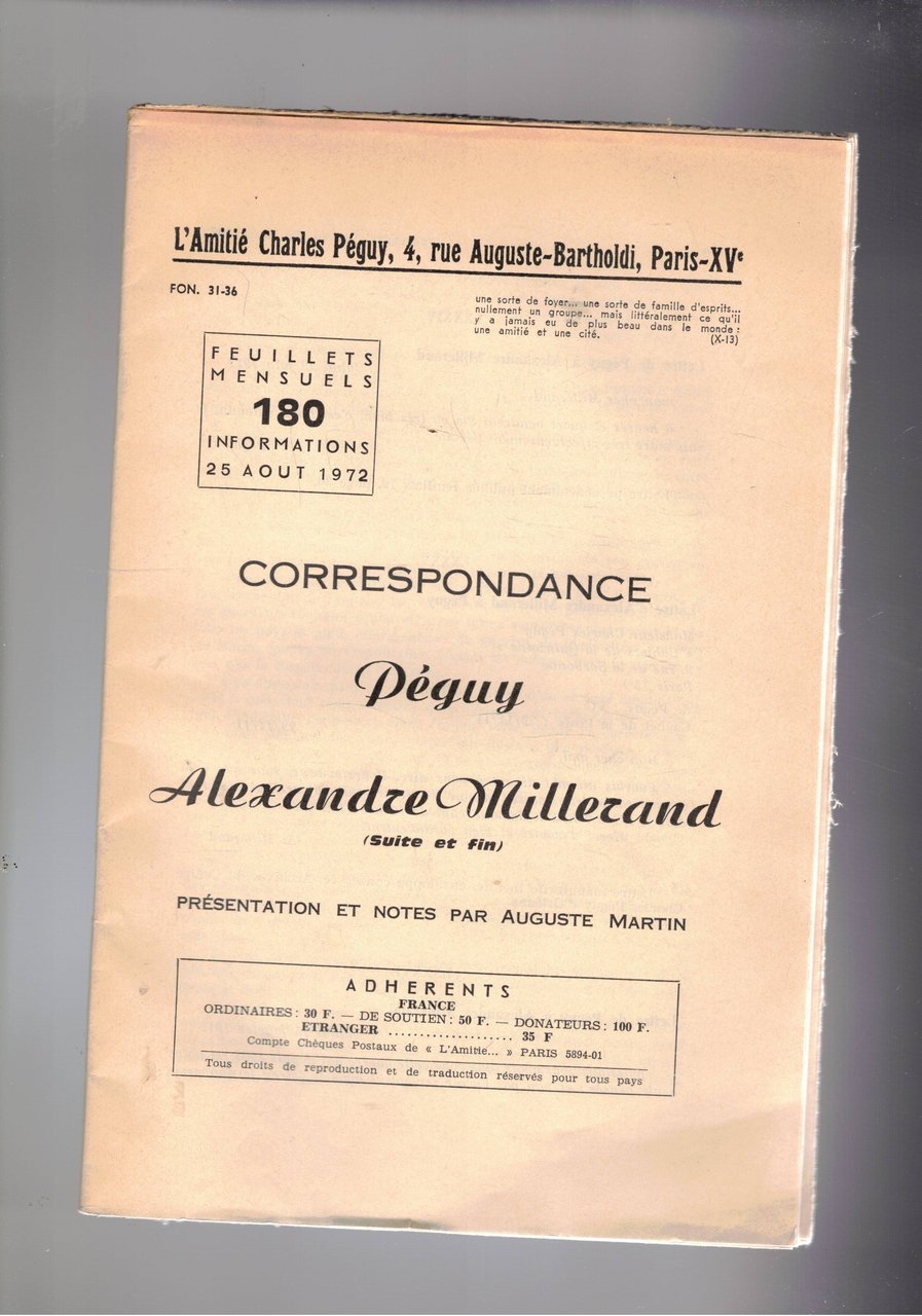 Correspondance Peguy Alexandre Millerand (suite et fin).