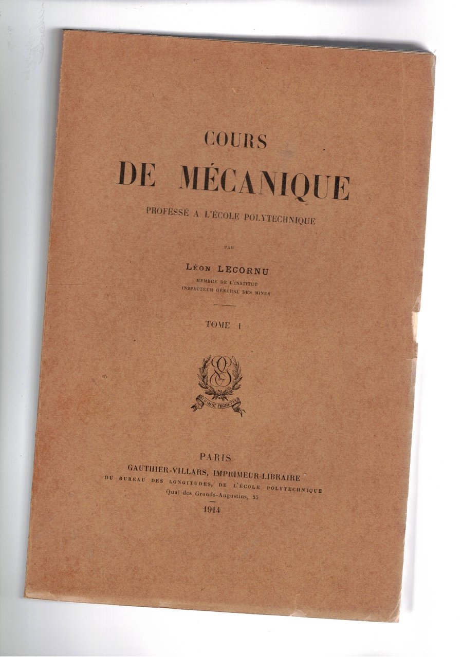 Cours de mécanique professé a l'école polytecnique. Tomi I-III. | Immagine principale