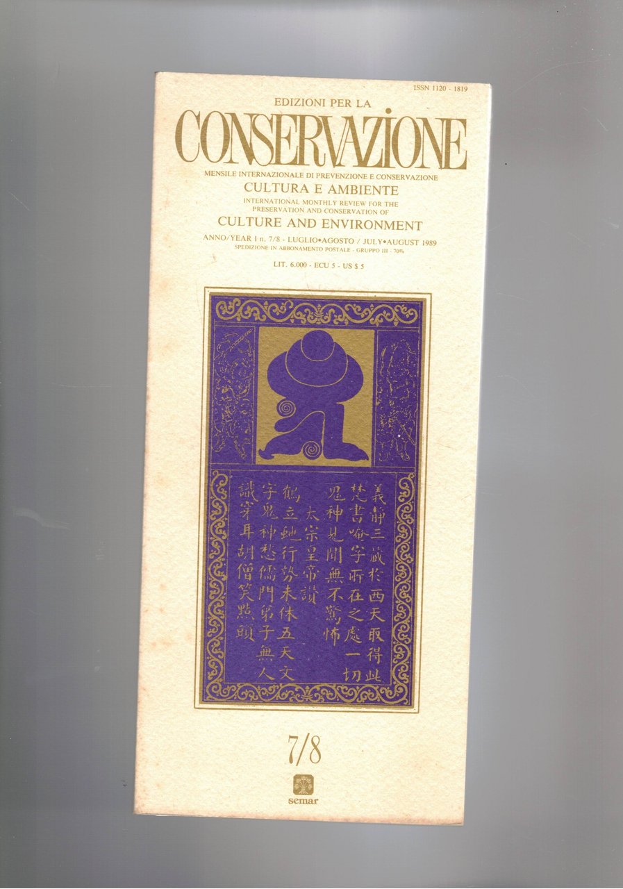 Edizioniper la conservazione. mensile internazionle di prevenzione e conservazione cultura …