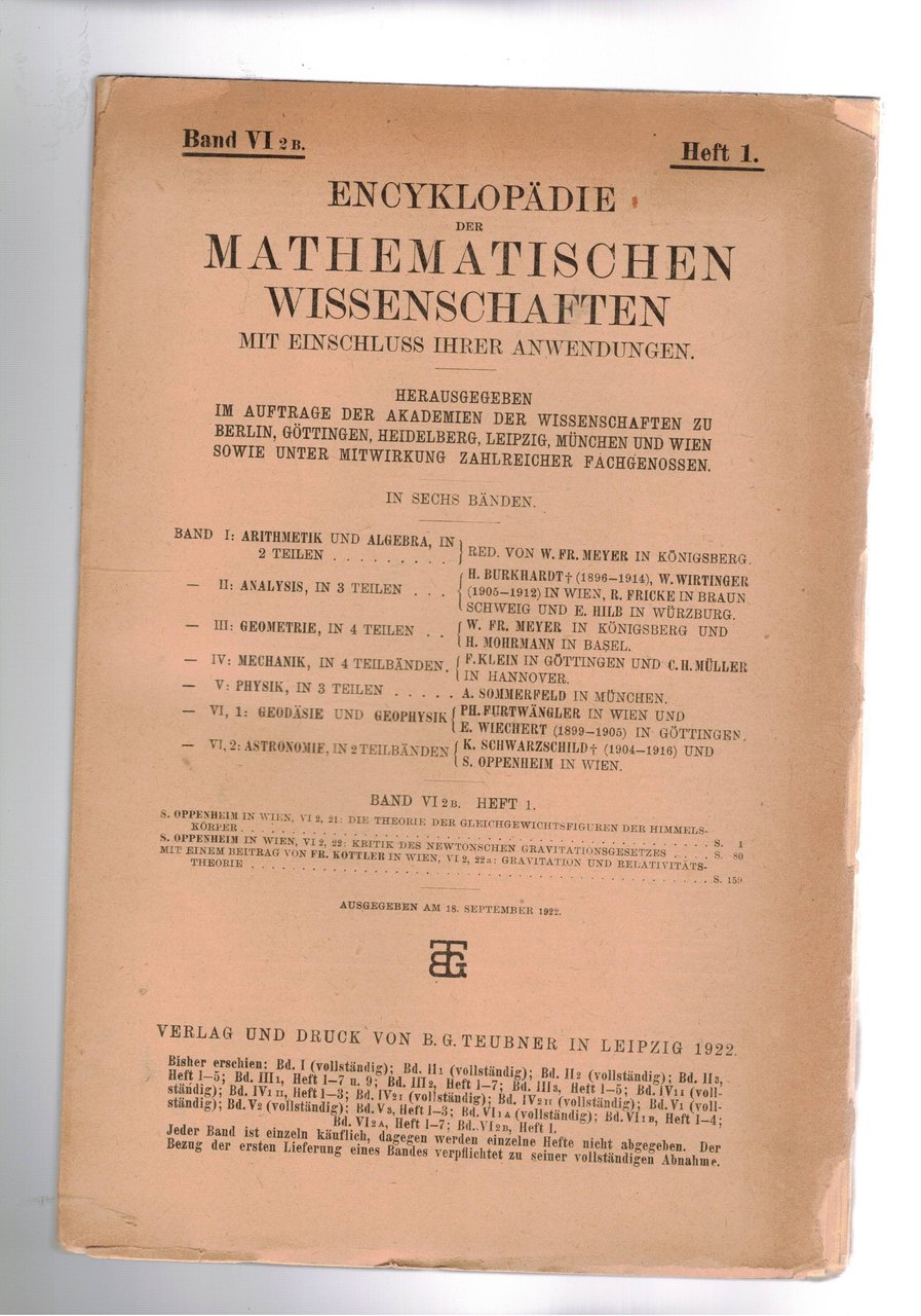 Encyklopadie der Mathematischen Wissenschaften, mit Einschluss Hirer Anwendungen. Band 6-2-. …