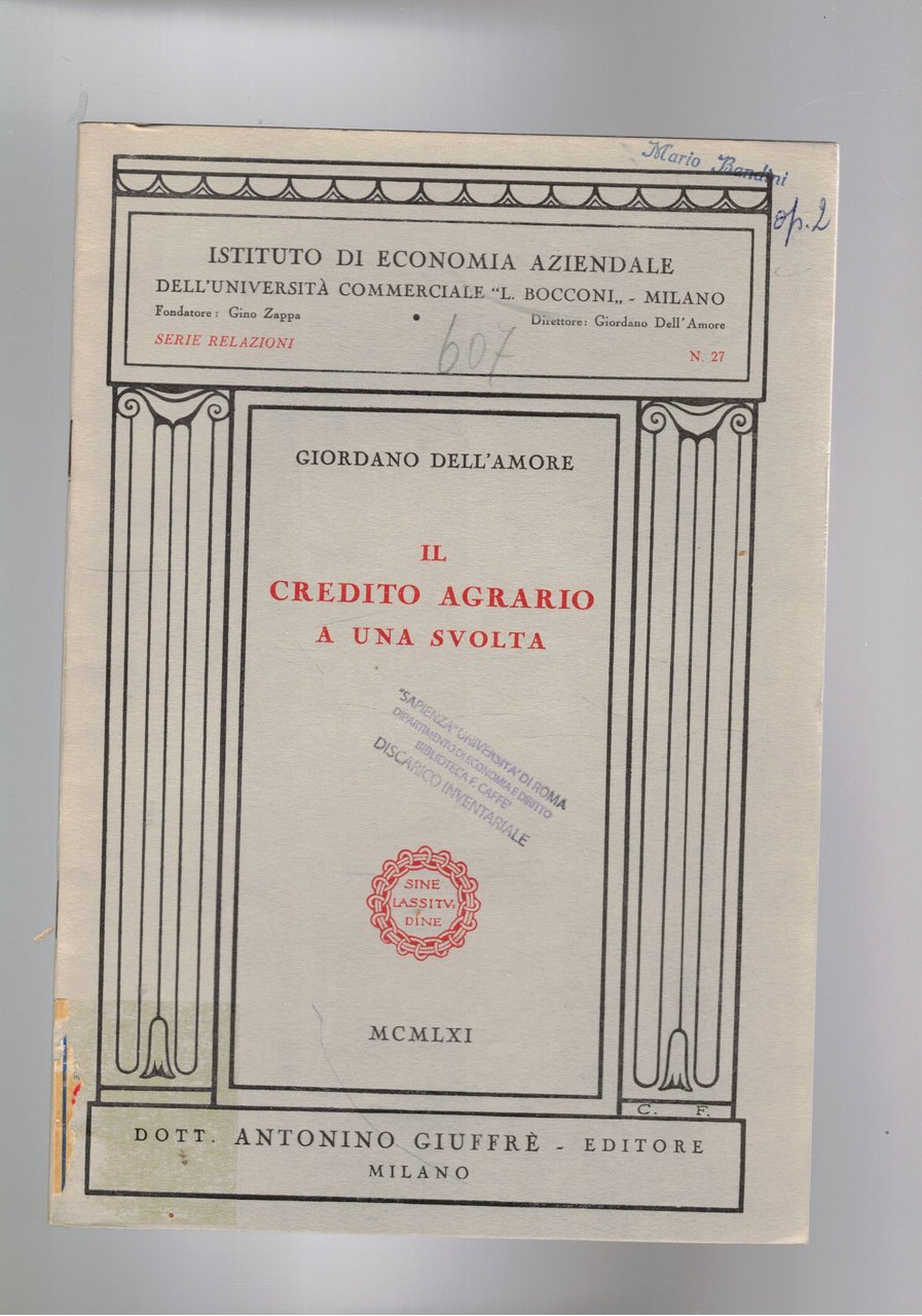 Il credito agrario a una svolta. Estratto.