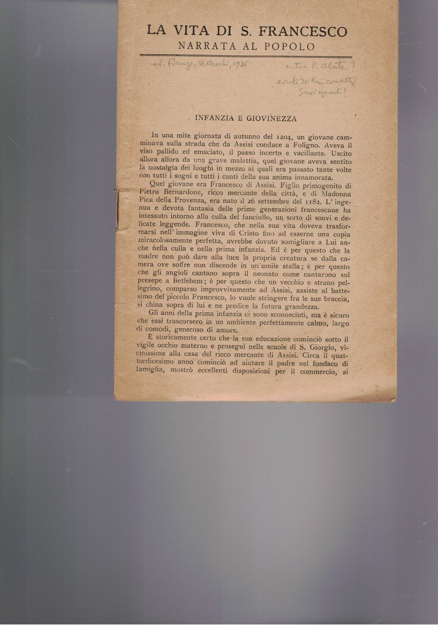 La vita di S. Francesco narrata al popolo. | Immagine principale