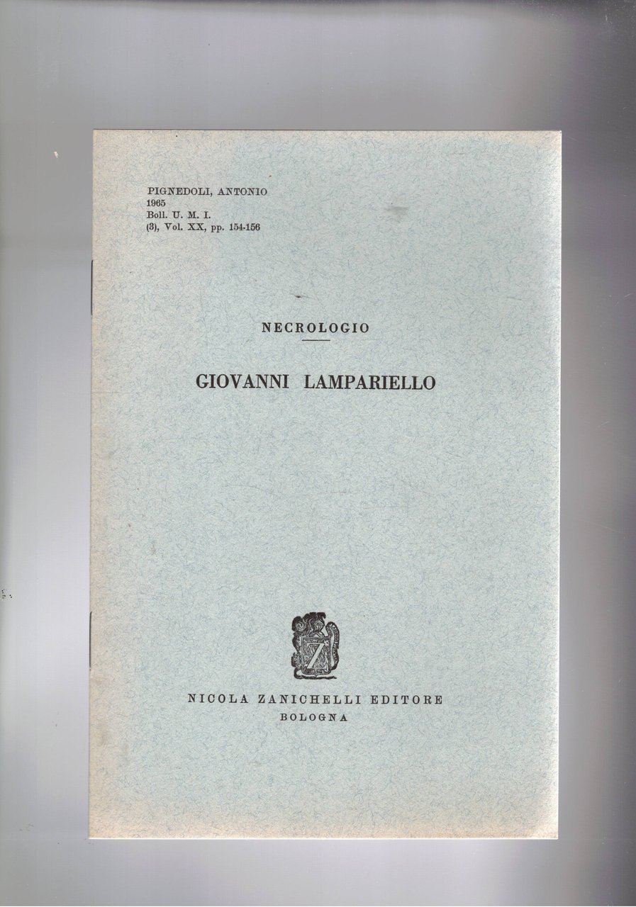 Necrologio di Giovanni Lampariello.