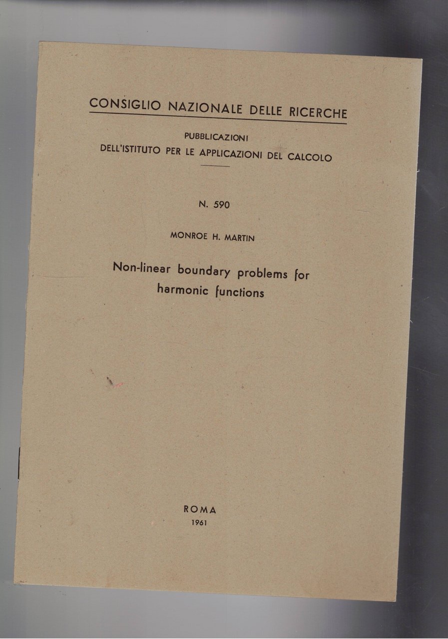 Non-linear boundhary problems for harmonic functions. Estratto.