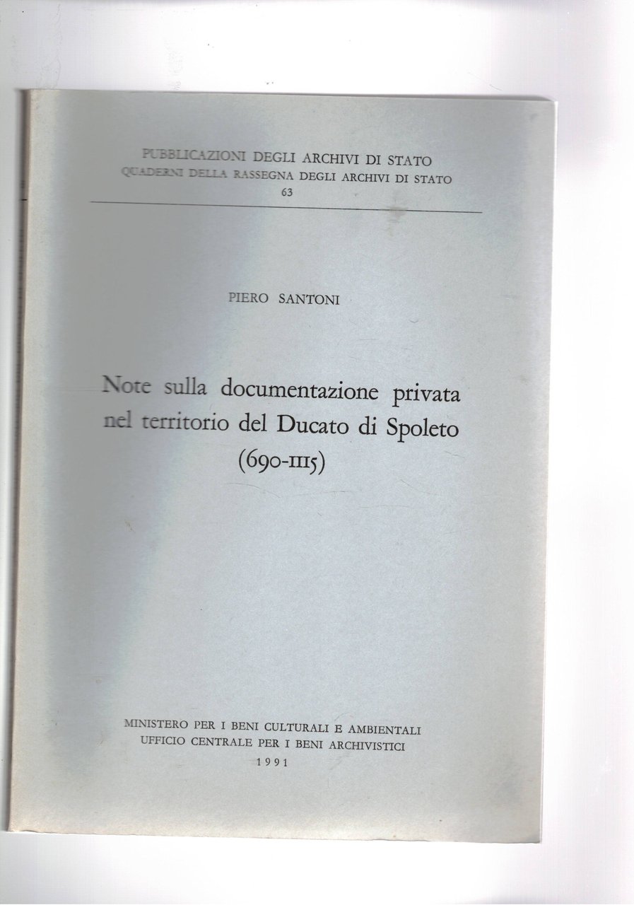 Note sulla documentazione privata nel territorio del Ducato di Spoleto …