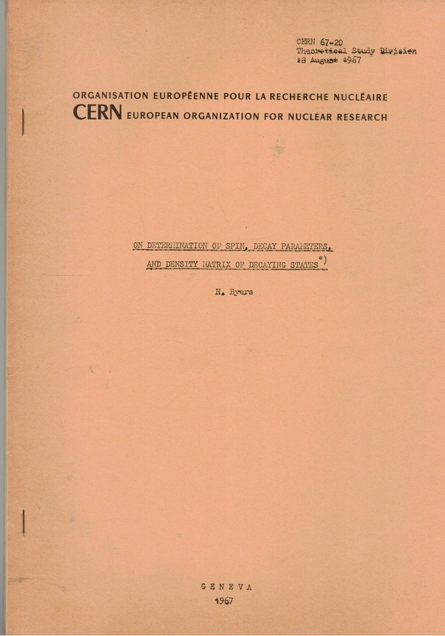 On determination of spin, decay parametres, and density matrix of …