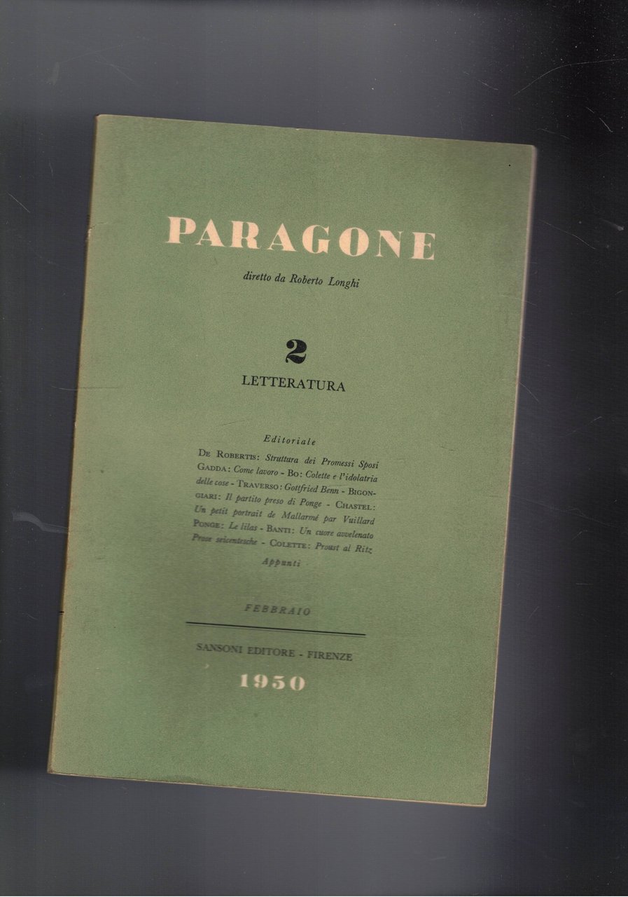 Paragone mensile di arte figurativa e letteratura. Anno I° n° …