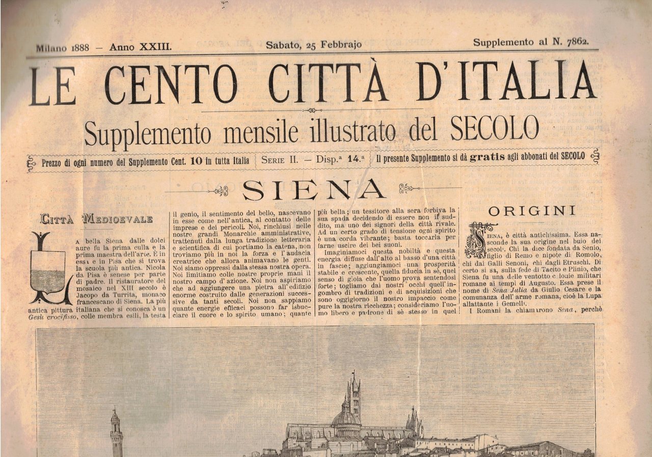 Siena, fascicolo della serie le cento città d'Italia, supplemento al …