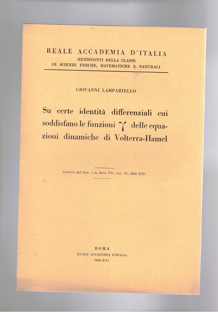 Su certe identità differenziali cui soddisfano le funzioni Y delleequazioni … | Immagine principale
