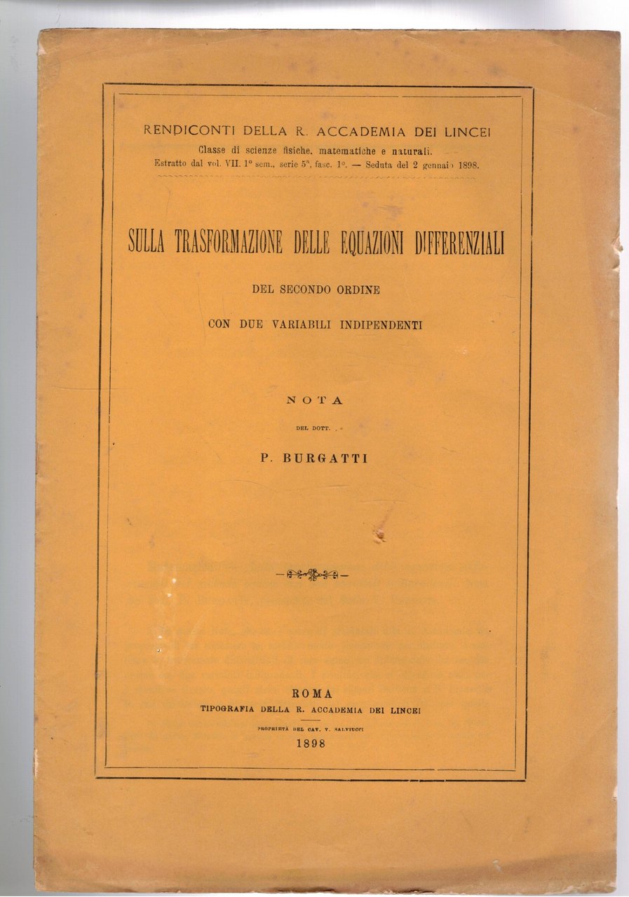 Sulla trasformazione delle equazioni differenziali del secondo ordine con due …