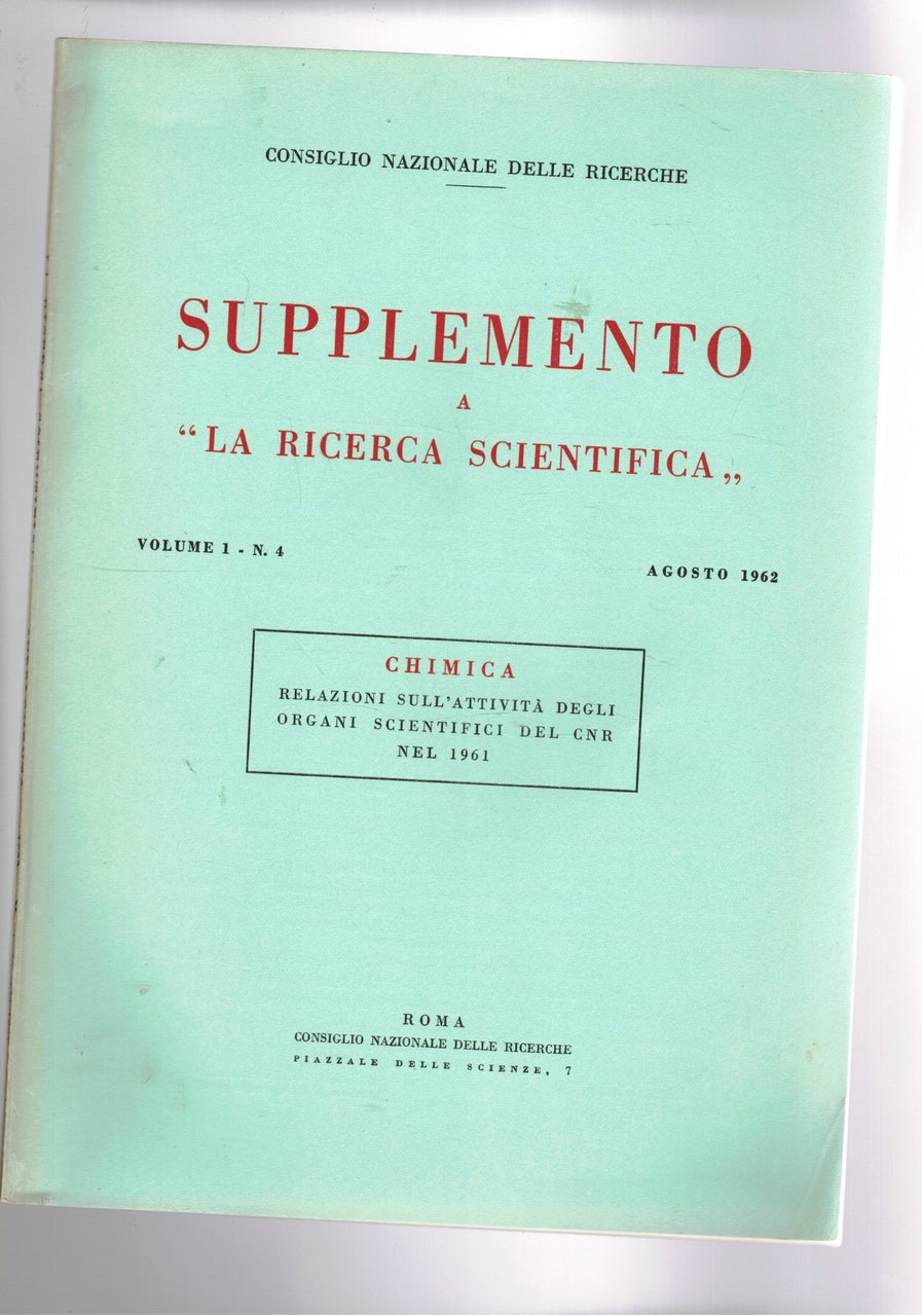 Supplemento a la ricerca scientifica vol. 1 n. 4 Chimica, …