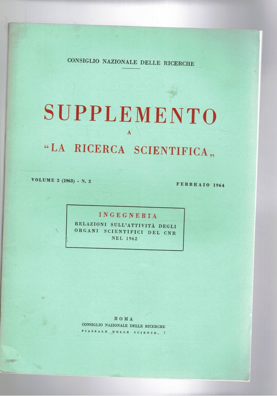 Supplemento a la ricerca scientifica vol. 2° n. 2 del …