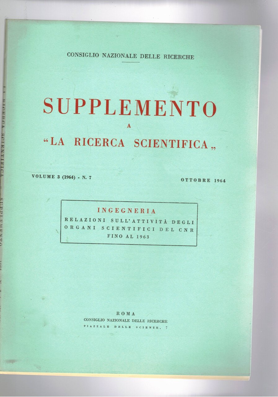 Supplemento a la ricerca scientifica vol. 3° n. 7 del …
