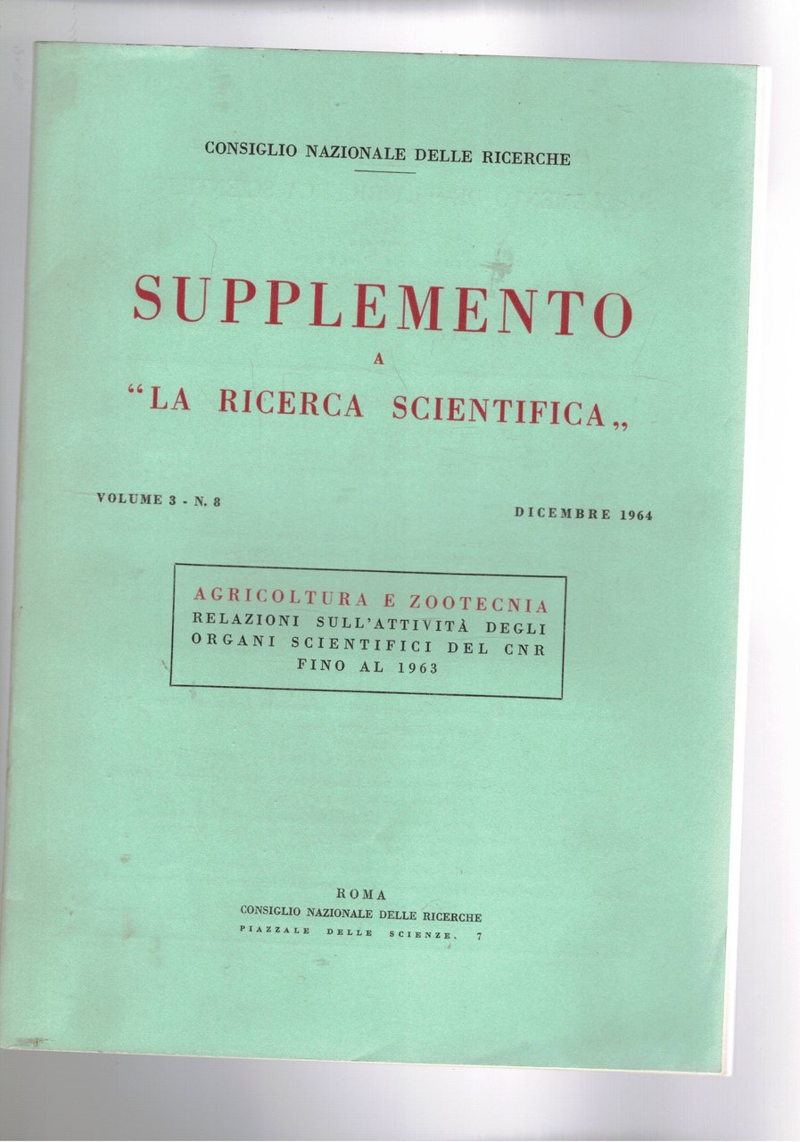 Supplemento a la ricerca scientifica vol. 3° n. 8° . …